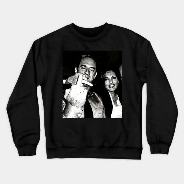 Elliot Stabler And Olivia Benson  Actors and musicians giving the middle finger meme Crewneck Sweatshirt by ADODARNGH